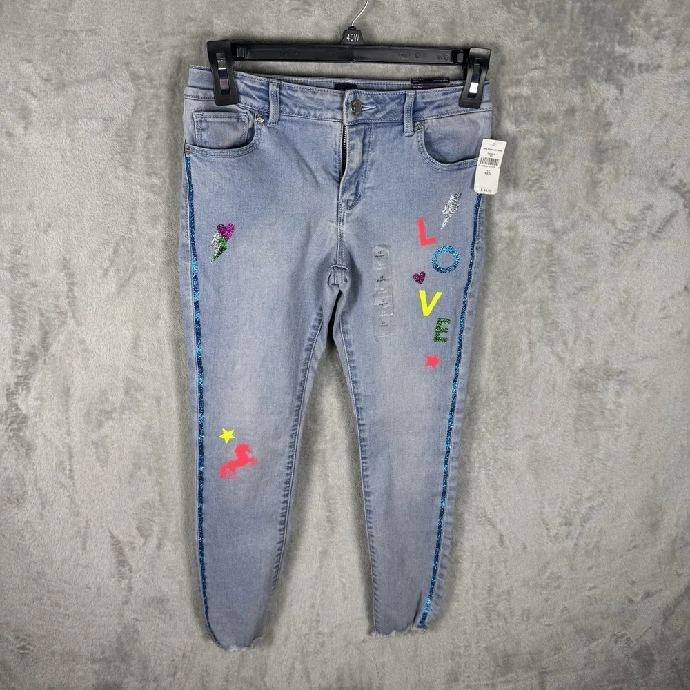 GAP Girls High Stretch Super Skinny Jeans Sz 12 Light Bling‎ LOVE NWT